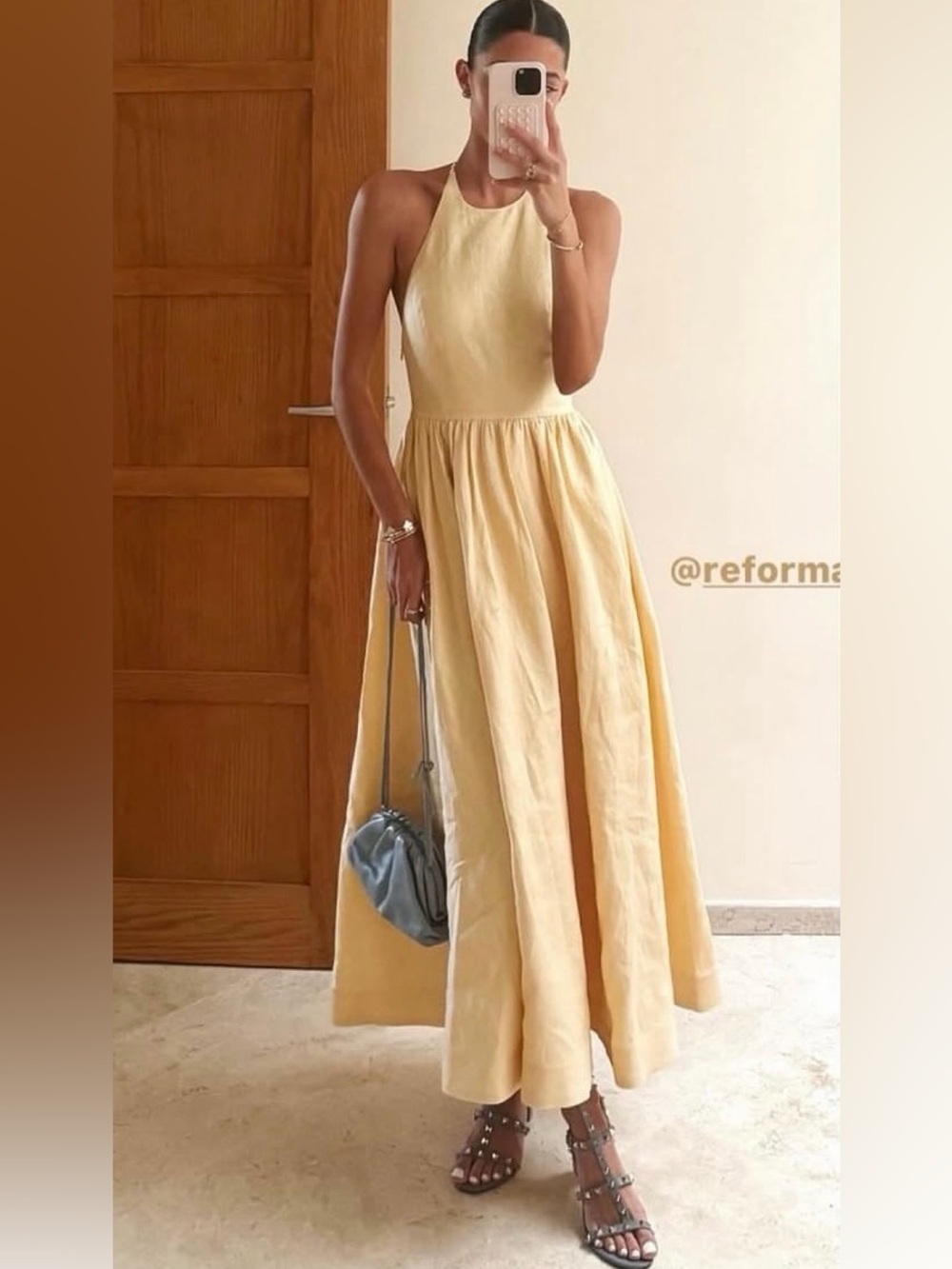 NWT Reformation Percy Linen Dress in Parmesan